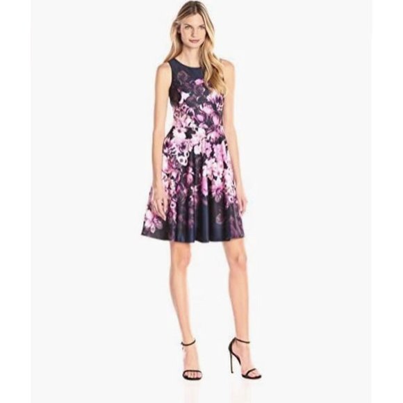 Eliza J Sleeveless Floral Fit Flare Mini Dress 2 - Picture 1 of 11